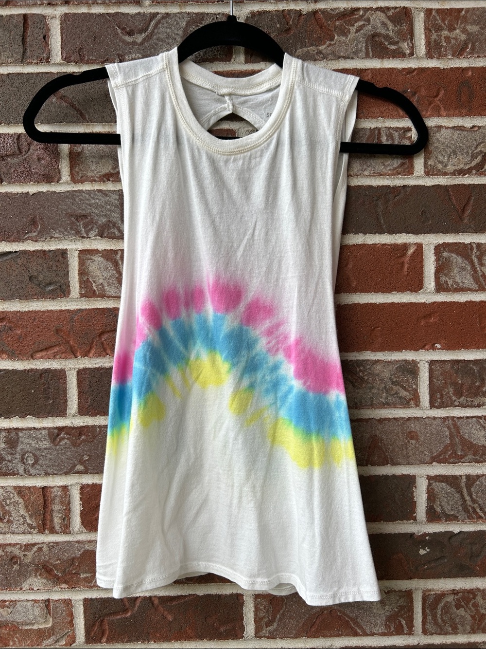 Spiritual Gangster White Tie-Dye Tank with Pink, Blue & Yellow Accents